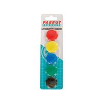 Parrot 30mm Circle Magnets - 5 Assorted Colours 